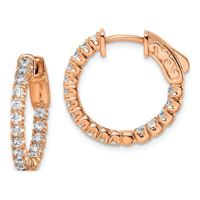 Rose Gold-Plated Sterling Silver 19mm CZ Inside-Out Hoop Earrings