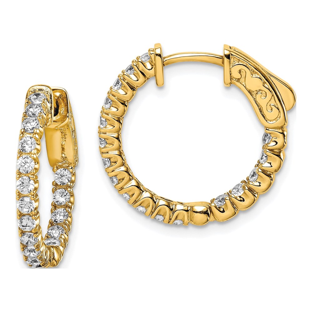 Gold-Plated Sterling Silver 19mm CZ Inside-Out Hoop Earrings