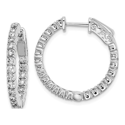 Sterling Silver 24mm CZ Inside-Out Hoop Earrings
