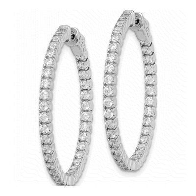 Sterling Silver 34mm CZ Inside-Out Hoop Earrings – view 3