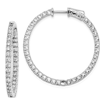 Sterling Silver 34mm CZ Inside-Out Hoop Earrings