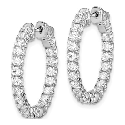 Sterling Silver 25mm CZ Inside-Out Hoop Earrings – view 3