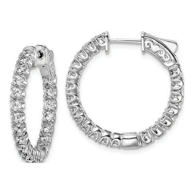 Sterling Silver 25mm CZ Inside-Out Hoop Earrings