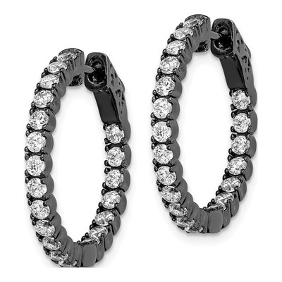 Sterling Silver 23mm CZ In-And-Out Hoop Earrings – view 3