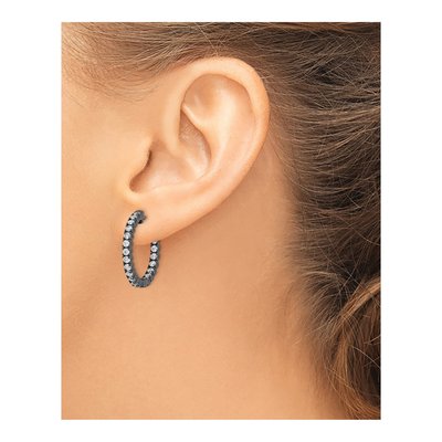 Sterling Silver 23mm CZ In-And-Out Hoop Earrings – view 4