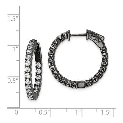 Sterling Silver 23mm CZ In-And-Out Hoop Earrings – view 5