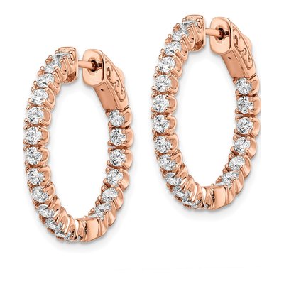 Rose Gold-Plated Sterling Silver 23mm CZ Inside-Out Hoop Earrings – view 3