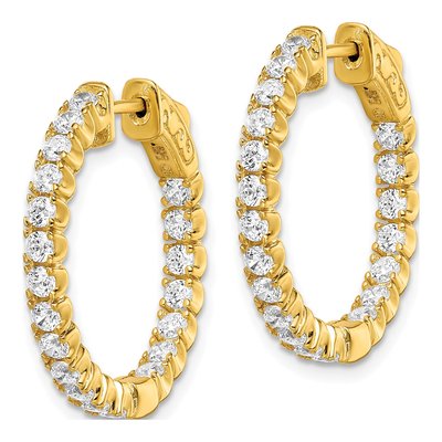 Gold-Plated Sterling Silver 23mm CZ In-And-Out Hoop Earrings – view 3