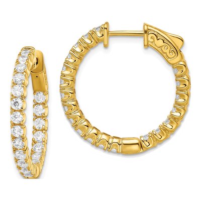 Gold-Plated Sterling Silver 23mm CZ In-And-Out Hoop Earrings