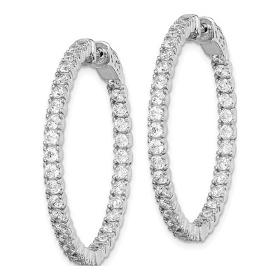 Sterling Silver 34mm CZ Inside-Out Hoop Earrings – view 3