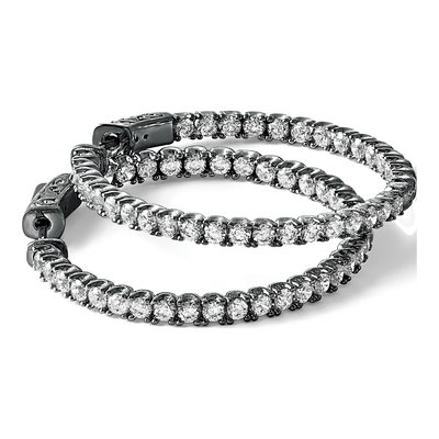 Sterling Silver 34mm CZ Inside-Out Hoop Earrings – view 8