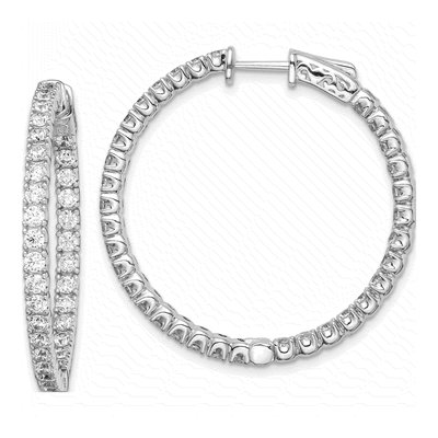 Sterling Silver 34mm CZ Inside-Out Hoop Earrings