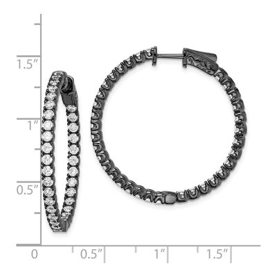 Sterling Silver 34mm CZ Hoop Earrings – view 5