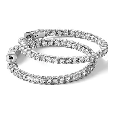 Sterling Silver 34mm CZ Hoop Earrings – view 6
