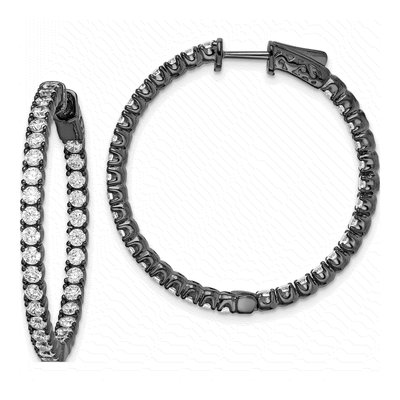 Sterling Silver 34mm CZ Hoop Earrings