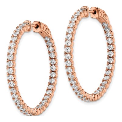 Rose Gold-Plated Sterling Silver 34mm CZ Inside-Out Hoop Earrings – view 3