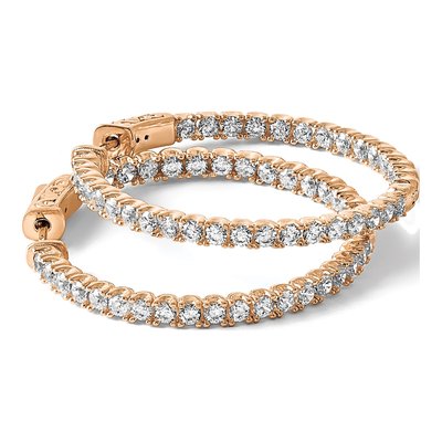 Rose Gold-Plated Sterling Silver 34mm CZ Inside-Out Hoop Earrings – view 6