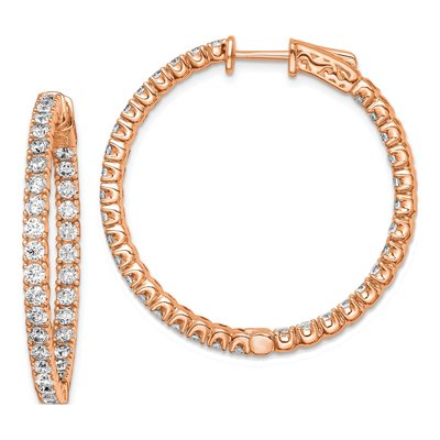 Rose Gold-Plated Sterling Silver 34mm CZ Inside-Out Hoop Earrings