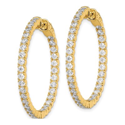 Gold-Plated Sterling Silver 34mm CZ Inside-Out Hoop Earrings – view 3