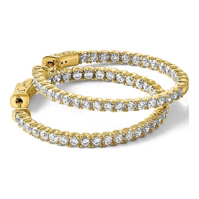 Gold-Plated Sterling Silver 34mm CZ Inside-Out Hoop Earrings – view 6