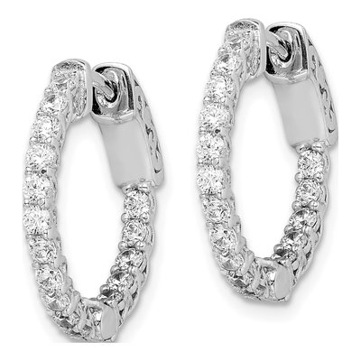 Sterling Silver 18mm CZ Inside-Out Hoop Earrings – view 3