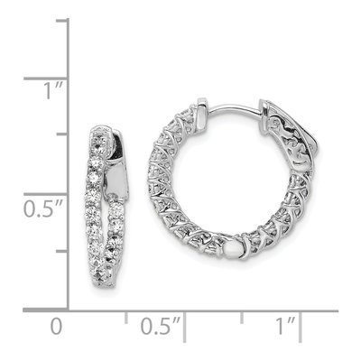 Sterling Silver 18mm CZ Inside-Out Hoop Earrings – view 7