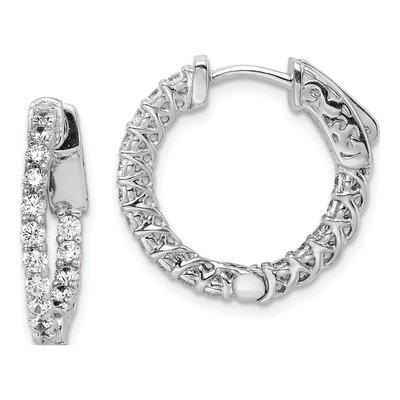 Sterling Silver 18mm CZ Inside-Out Hoop Earrings