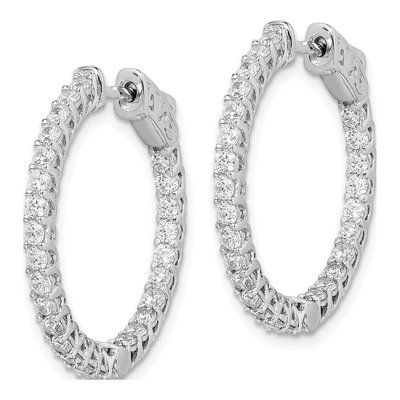 Sterling Silver 26mm CZ Inside-Out Hoop Earrings – view 3