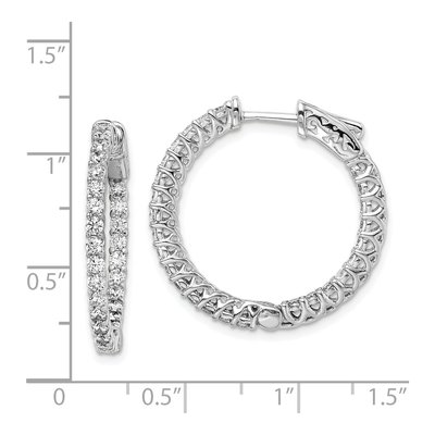Sterling Silver 26mm CZ Inside-Out Hoop Earrings – view 7
