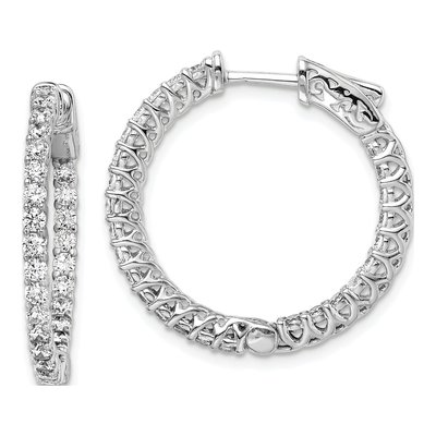 Sterling Silver 26mm CZ Inside-Out Hoop Earrings