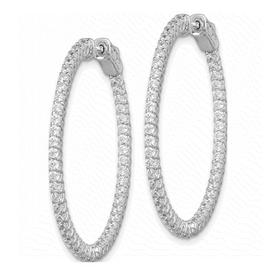 Sterling Silver 36mm CZ Inside-Out Hoop Earrings – view 3
