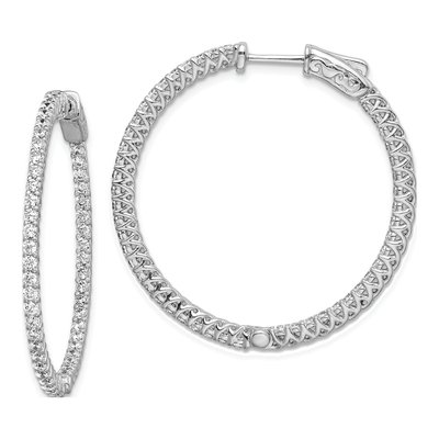 Sterling Silver 36mm CZ Inside-Out Hoop Earrings