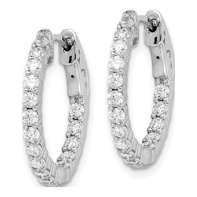 Sterling Silver 20mm CZ Inside-Out Hoop Earrings – view 3