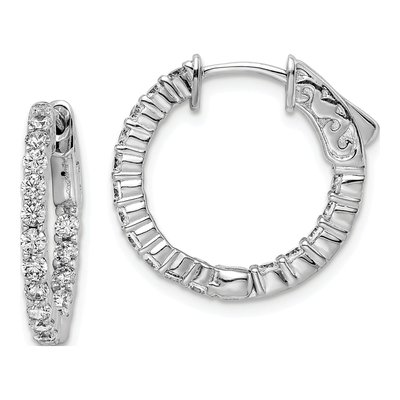 Sterling Silver 20mm CZ Inside-Out Hoop Earrings