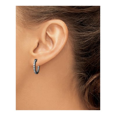 Sterling Silver 18mm CZ Hoop Earrings – view 4
