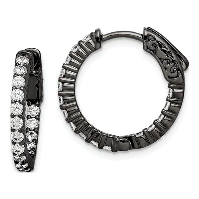Sterling Silver 18mm CZ Hoop Earrings