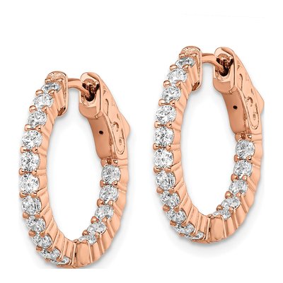 Rose Gold-Plated Sterling Silver 18mm CZ Inside-Out Hoop Earrings – view 3