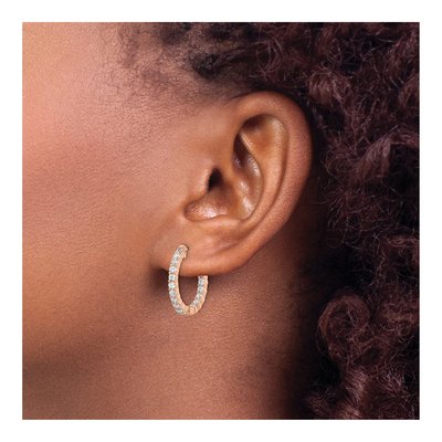 Rose Gold-Plated Sterling Silver 18mm CZ Inside-Out Hoop Earrings – view 4