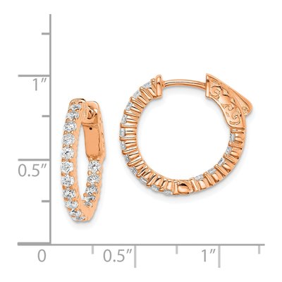 Rose Gold-Plated Sterling Silver 18mm CZ Inside-Out Hoop Earrings – view 5