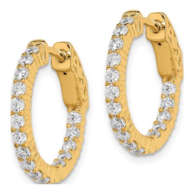 Gold-Plated Sterling Silver 18mm CZ In-And-Out Hoop Earrings – view 3