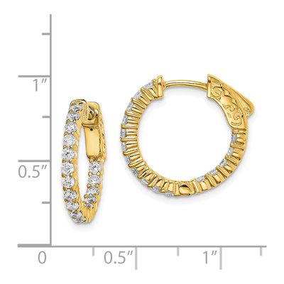 Gold-Plated Sterling Silver 18mm CZ In-And-Out Hoop Earrings – view 5