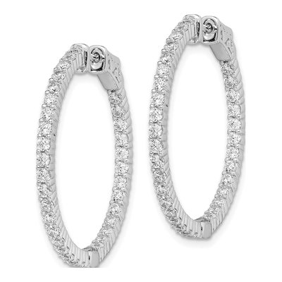 Sterling Silver 31mm CZ Inside-Out Hoop Earrings – view 3