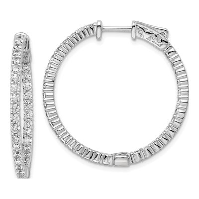 Sterling Silver 31mm CZ Inside-Out Hoop Earrings