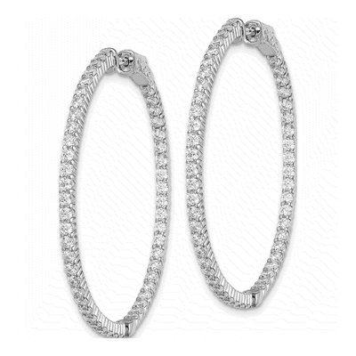 Sterling Silver 43mm CZ Inside-Out Hoop Earrings – view 3