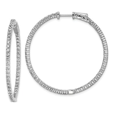 Sterling Silver 43mm CZ Inside-Out Hoop Earrings