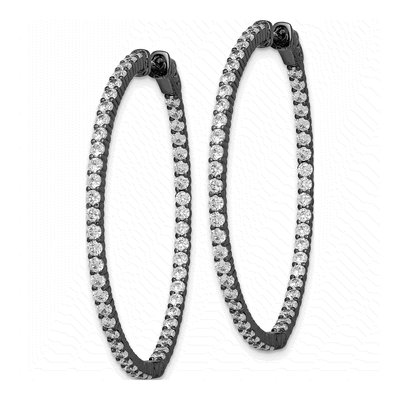 Sterling Silver 43mm CZ Inside-Out Hoop Earrings – view 3