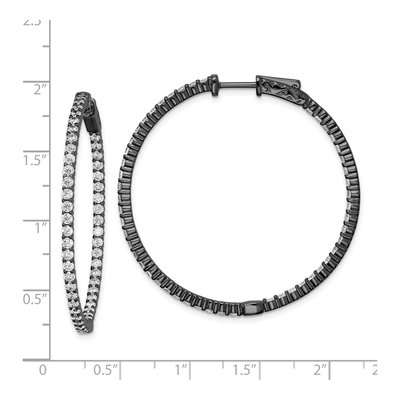 Sterling Silver 43mm CZ Inside-Out Hoop Earrings – view 5