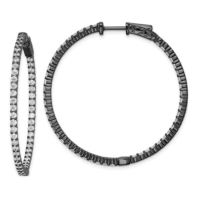 Sterling Silver 43mm CZ Inside-Out Hoop Earrings
