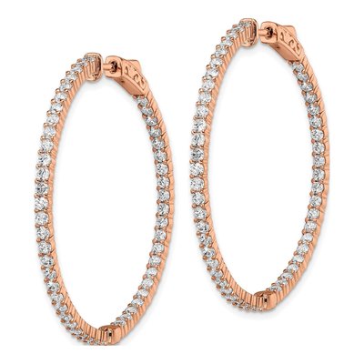 Rose Gold-Plated Sterling Silver 43mm CZ Inside-Out Hoop Earrings – view 3