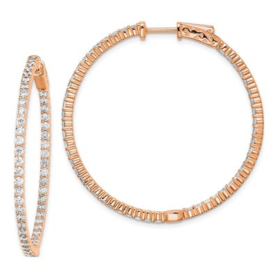 Rose Gold-Plated Sterling Silver 43mm CZ Inside-Out Hoop Earrings